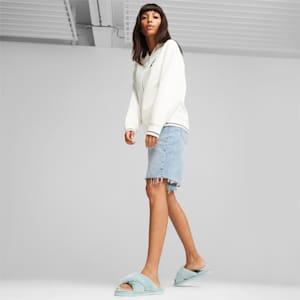 Fluff X Strap Women's Slide, Green Fog-PUMA White, extralarge-GBR