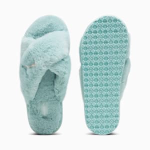 Fluff X Strap Women's Slide, Green Fog-PUMA White