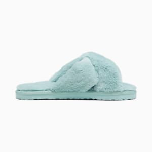 Fluff X Strap Women's Slide, Green Fog-PUMA White