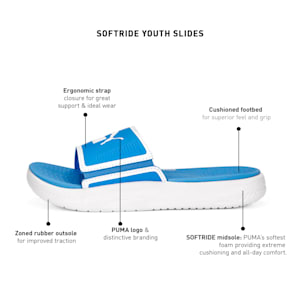SOFTRIDE Youth Slides, Dusky Blue-PUMA White, extralarge-IND