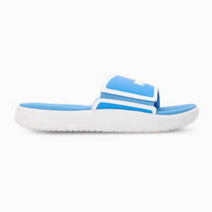 SOFTRIDE Youth Slides, Dusky Blue-PUMA White, extralarge-IND