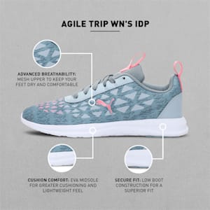 Agile Trip Women's Sneakers, Glacial Blue-Peony-Quarry-Puma White, extralarge-IND