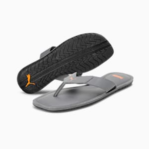 Caper V3 Men's Flipflops, Steel Gray-Vibrant Orange, extralarge-IND