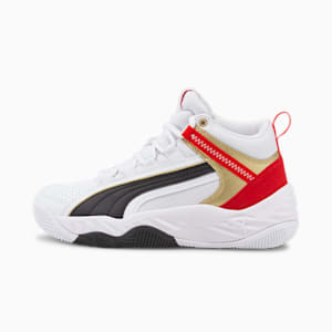 Rebound Future Evo Youth Sneakers, Puma White-Puma Black-High Risk Red-Puma Team Gold