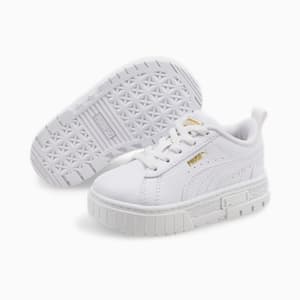 Mayze Leather Toddler Shoes, Puma White-Puma Team Gold, extralarge