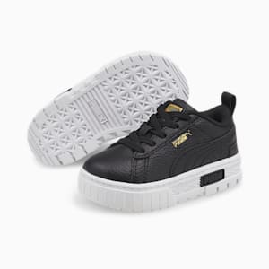 Mayze Leather Toddler Shoes, Puma Black-Puma Team Gold, extralarge