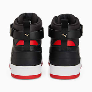 RBD Game Sneakers, Flat Dark Gray-PUMA Black-For All Time Red-PUMA Gold
