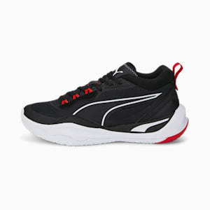 Playmaker Unisex Sneakers, Jet Black-Jet Black-Puma White-High Risk Red, extralarge-IND