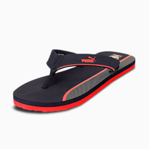 PUMA x Royal Challengers Bangalore Men's Fanwear Flip Flops, Navy Blazer-Flame Scarlet-Puma Team Gold-Puma White, extralarge-IND