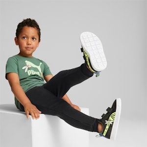 Zapatos Suede Light Flex Small World AC para niños, Puma Black-Lime Squeeze