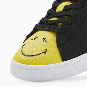 PUMA x SMILEYWORLD Suede Little Kids' Sneakers, Puma Black-Puma White-Vibrant Yellow