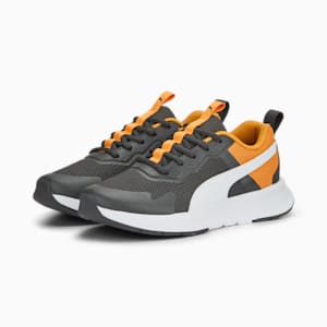 Evolve Run Mesh Youth Sneakers, Shadow Gray-PUMA White-Clementine