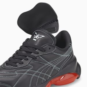 ウィメンズ PUMA x DUA LIPA セル ドーム キング メタリック スニーカー, Puma Black-Poppy Red-Blue Glow