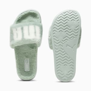 Leadcat 2.0 Fuzz Women's Slides, Green Fog-Warm White, extralarge-IND