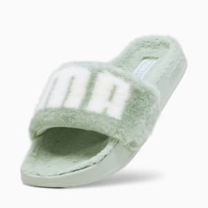 Leadcat 2.0 Fuzz Women's Slides, Green Fog-Warm White, extralarge-IND