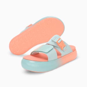 Summer Camp Suede Mayu Women's Slides, Nitro Blue-Peach Pink