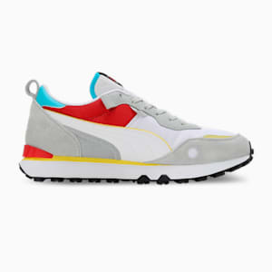 Rider Future Vintage Unisex Sneakers, Ash Gray-For All Time Red, extralarge-IND