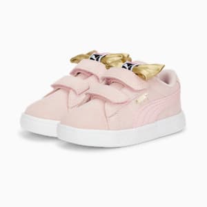 Suede Classic Light Flex Bow V Toddler Shoes, Almond Blossom-Puma White