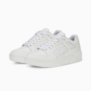 Tenis deportivos de cuero Slipstream para jóvenes, Puma White-Puma White, extralarge