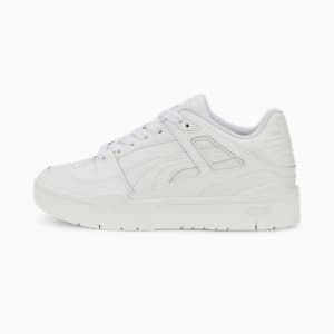 Tenis deportivos de cuero Slipstream para jóvenes, Puma White-Puma White, extralarge