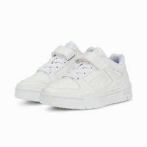 Zapatos deportivos de cuero con cierre alternativo Slipstream para niños, Puma White-Puma White