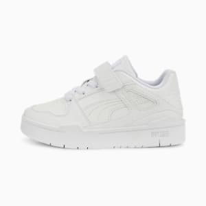 Zapatos deportivos de cuero con cierre alternativo Slipstream para niños, Puma White-Puma White