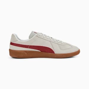 Army Trainer Suede Sneakers, Gray Violet-Intense Red