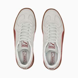 Army Trainer Suede Sneakers, Gray Violet-Intense Red
