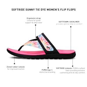Softride Sunny Tie Dye Women's Flip-Flops, Puma Black-Phlox Pink