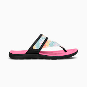 Softride Sunny Tie Dye Women's Flip-Flops, Puma Black-Phlox Pink