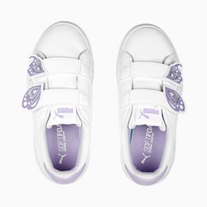 Smash V2 Butterfly V Kids' Sneakers, PUMA White-Vivid Violet-PUMA Silver, extralarge-IND
