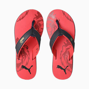 PUMA x Royal Challengers Bangalore Unisex Fanwear Flip Flops, Urban Red-Flame Scarlet-Navy Blazer-Puma Team Gold, extralarge-IND