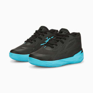 Zapatos para básquetbol MB.02 Phenom para niños pequeños, Puma Black-Blue Atoll