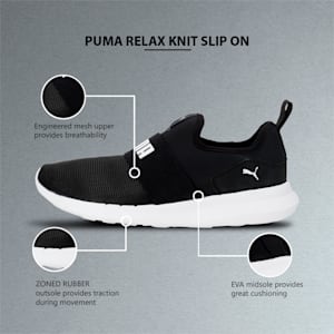 Relax Knit Slip On Men's Sneakers, PUMA Black-PUMA White