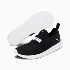Relax Knit Slip On Men's Sneakers, PUMA Black-PUMA White, extralarge-IND