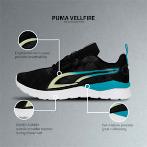 Faster Men's Sneakers, PUMA Black-Deep Aqua-Light Lime, extralarge-IND