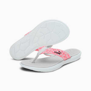 Daffodil Women's Flip-Flops, Platinum Gray-Sunset Pink, extralarge-IND