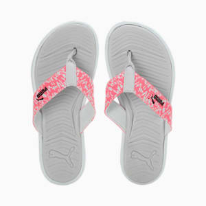 Daffodil Women's Flip-Flops, Platinum Gray-Sunset Pink, extralarge-IND