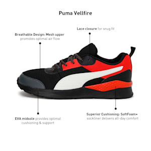 PUMA Vellfire Unisex Sneakers, Dark Shadow-PUMA Black-Burnt Red, extralarge-IND