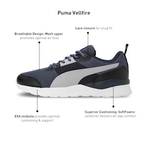 PUMA Vellfire Unisex Sneakers, Inky Blue-Cool Mid Gray-PUMA Black, extralarge-IND