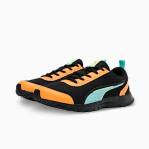 Racer V1 Youth Sneakers, PUMA Black-Zinnia-Electric Peppermint, extralarge-IND