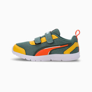 Racer V1 Kid's Sneakers, Eucalyptus-Rickie Orange-Yellow Sizzle, extralarge-IND