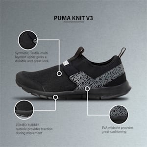 Knit V3 Men's Sneakers, PUMA Black-CASTLEROCK-Nimbus Cloud
