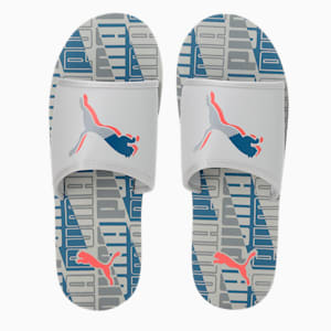 Stellar v8 Men's Slides, Quarry-Lake Blue-Salmon