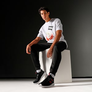Duke Men's Sneakers, Puma Black-High Risk Red, extralarge-IND