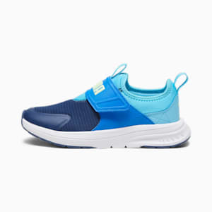 Evolve Slip On Youth Sneakers, Persian Blue-Bright Aqua-Spring Fern, extralarge-IND