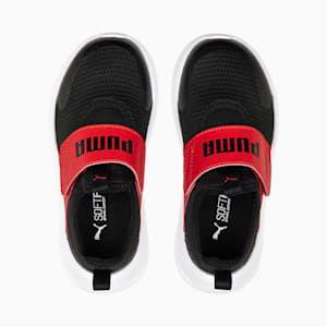 キッズ プーマ エボルブ スリップオン スニーカー 17-21cm, PUMA Black-For All Time Red-PUMA White, extralarge-JPN