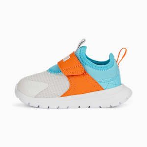 ベビー プーマ エボルブ スリッポン スニーカー 13-16cm, Feather Gray-Rickie Orange-PUMA White-Hero Blue