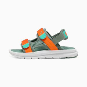 キッズ プーマ エヴォルブ サンダル 17-21cm, Green Moon-Orange Glo-Aquatic, extralarge-JPN