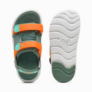 キッズ プーマ エヴォルブ サンダル 17-21cm, Green Moon-Orange Glo-Aquatic, extralarge-JPN